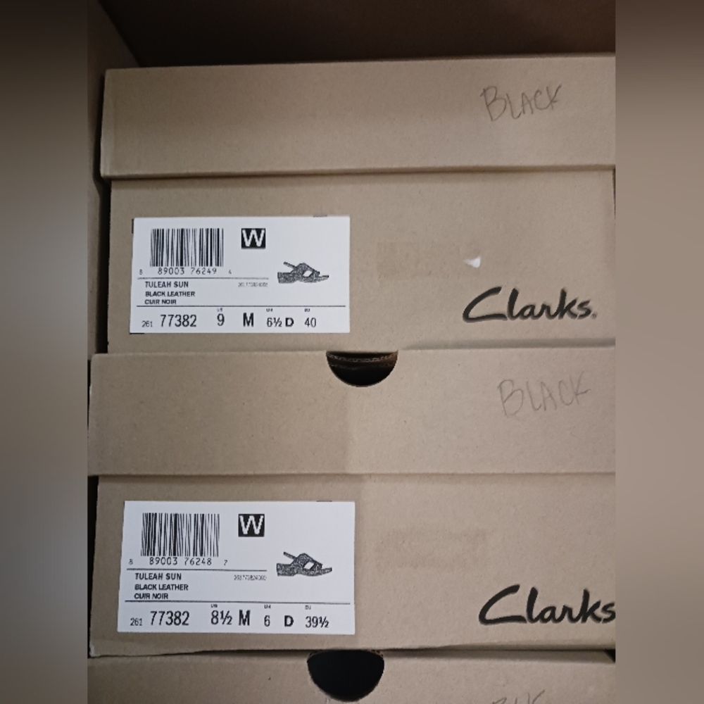 Ckarks Tuleah Sun Black Leather Sandals - Picture 11 of 13